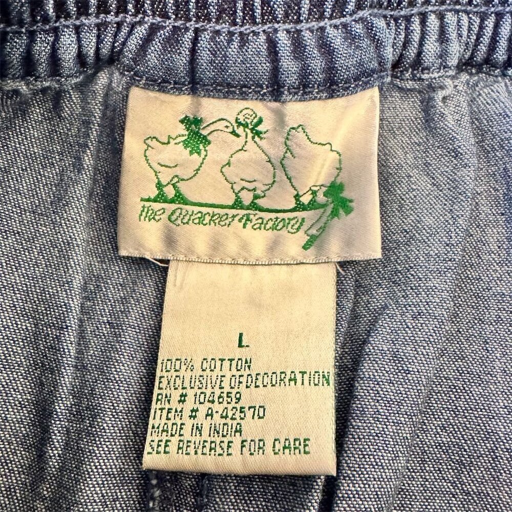 Quacker Factory Women's L Denim Maxi Skirt Floral Embroidery Vintage - Picture 6 of 7